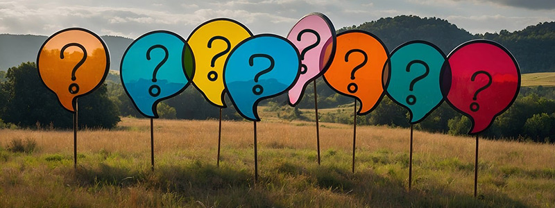 faqs balloons above landscape