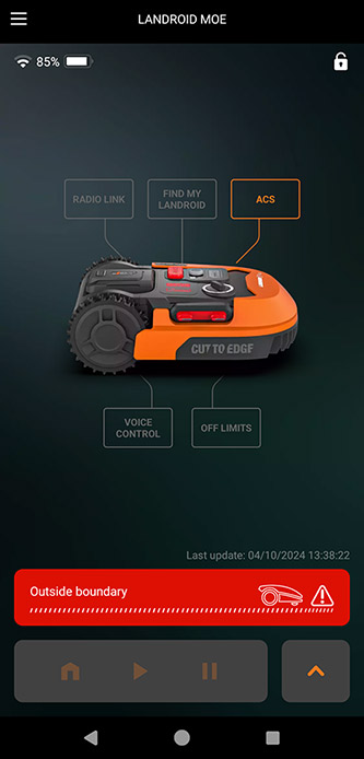 worx landroid android app homescreen screenshot